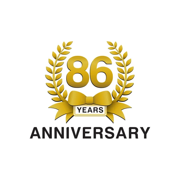 86esimo anniversario logo corona d'oro — Vettoriale Stock