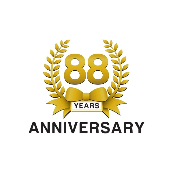 88e anniversaire couronne d'or logo — Image vectorielle