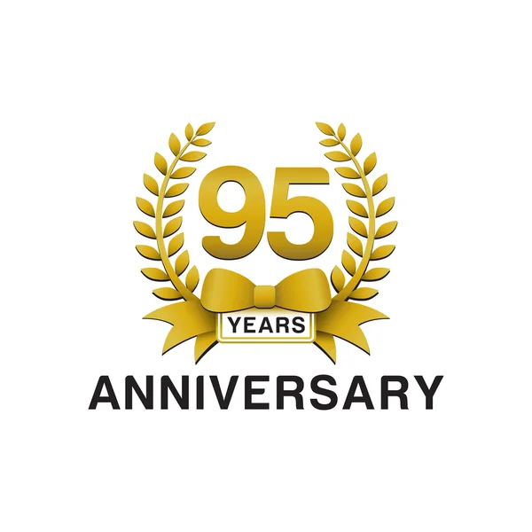 95 周年記念ゴールデン花輪ロゴ — ストックベクタ