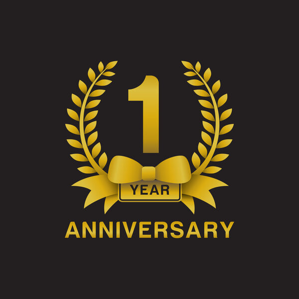 1st anniversary golden wreath logo black background