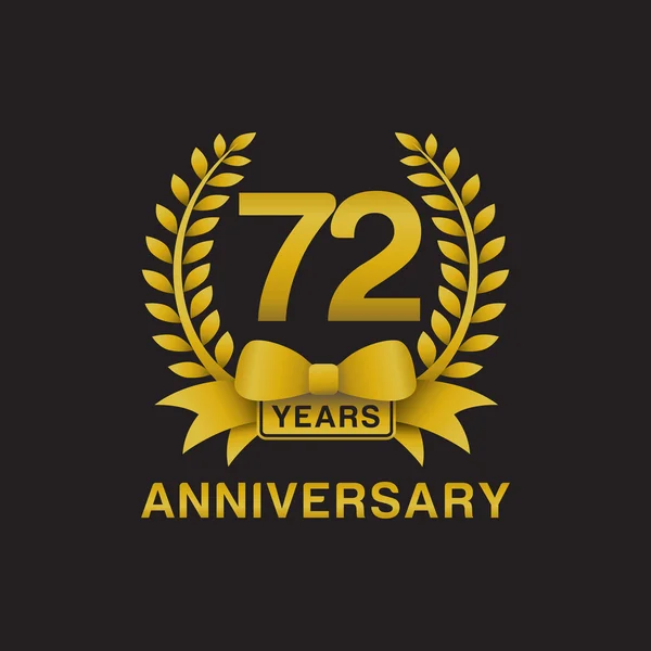 72ème anniversaire couronne dorée logo fond noir — Image vectorielle