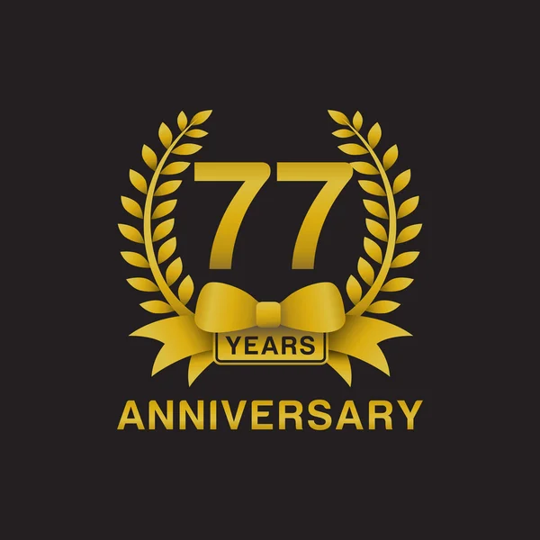 77e anniversaire couronne d'or logo fond noir — Image vectorielle