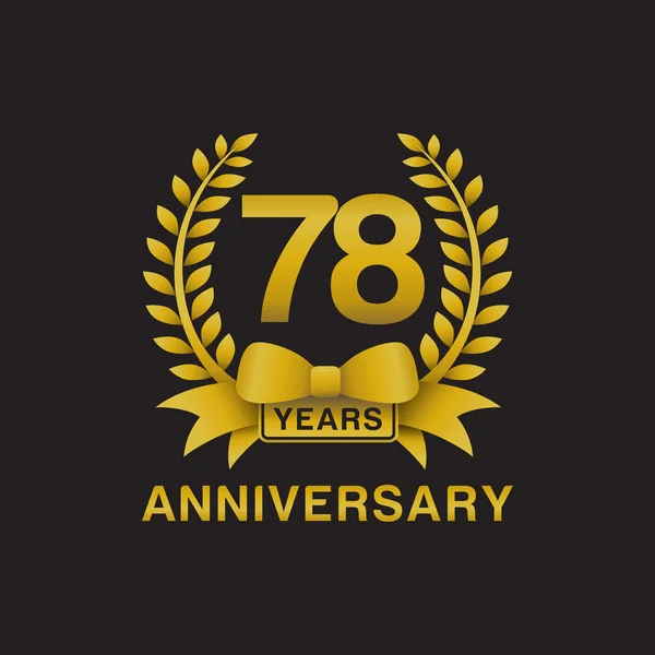 78e anniversaire couronne dorée logo fond noir — Image vectorielle