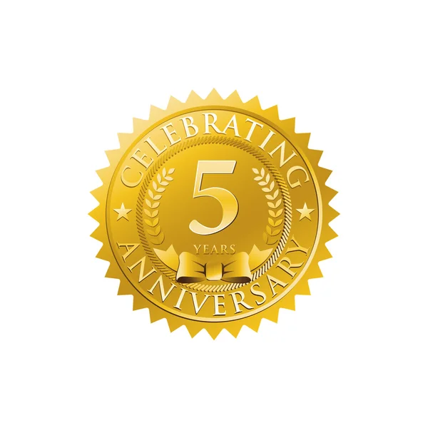 5th anniversary golden badge logo — Stock Vector