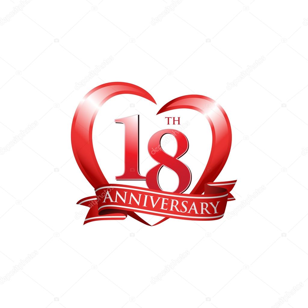 18th anniversary logo red heart