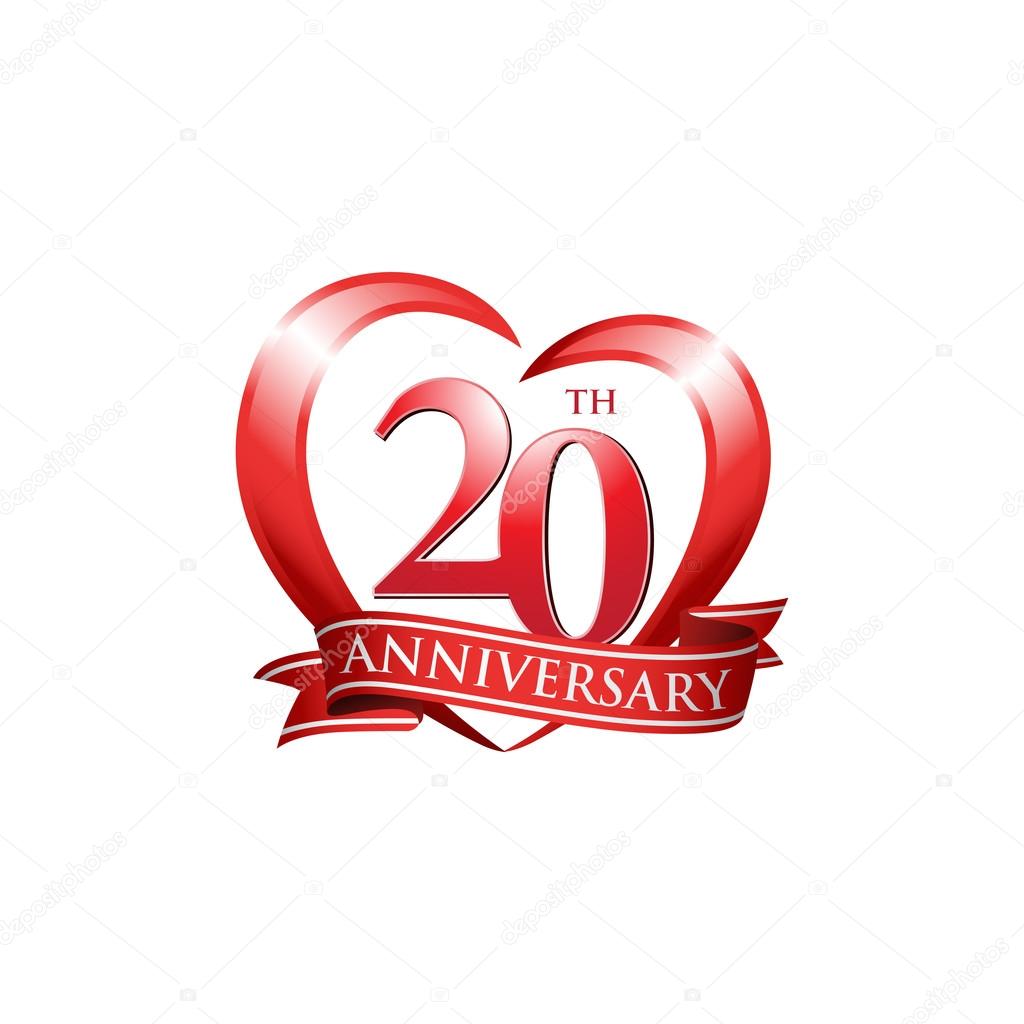 20th anniversary logo red heart