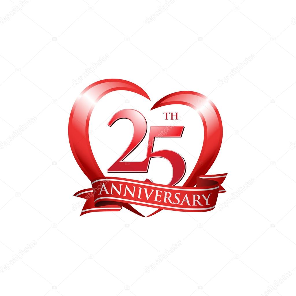 25th anniversary logo red heart