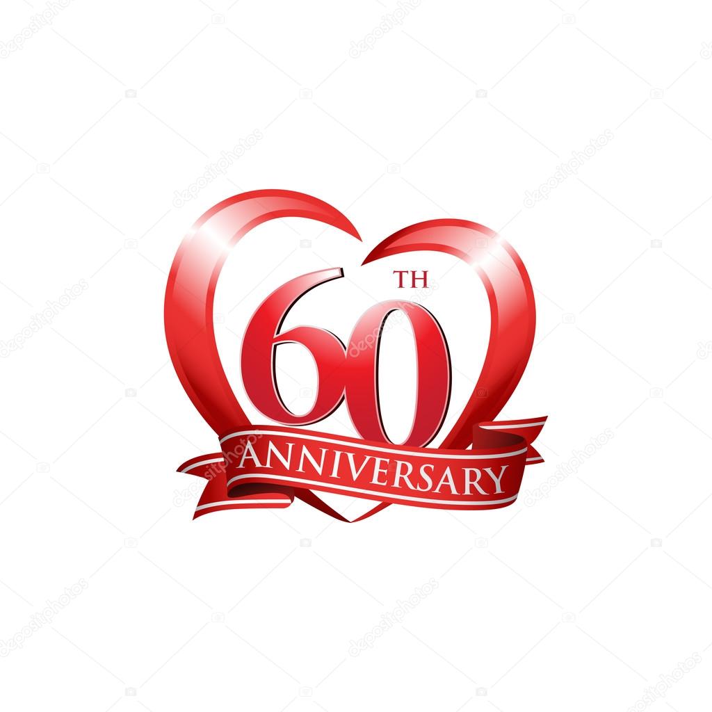 60th anniversary logo red heart