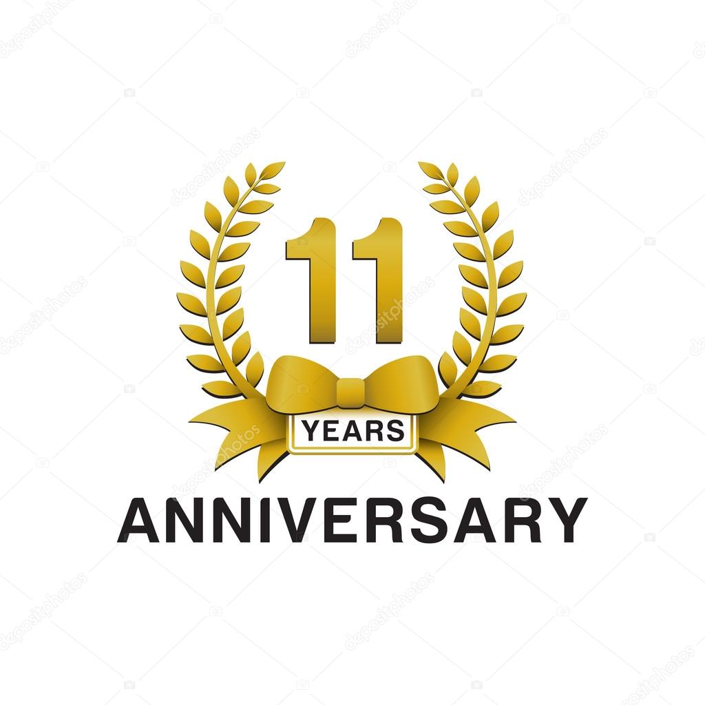 11th anniversary golden wreath logo Stock Vector Image by ©ariefpro #86352488