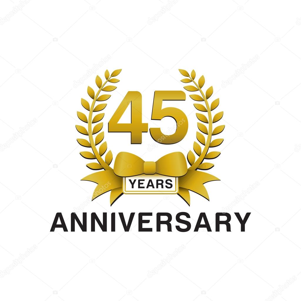 45th anniversary golden wreath logo — Stock Vector © ariefpro #86352762
