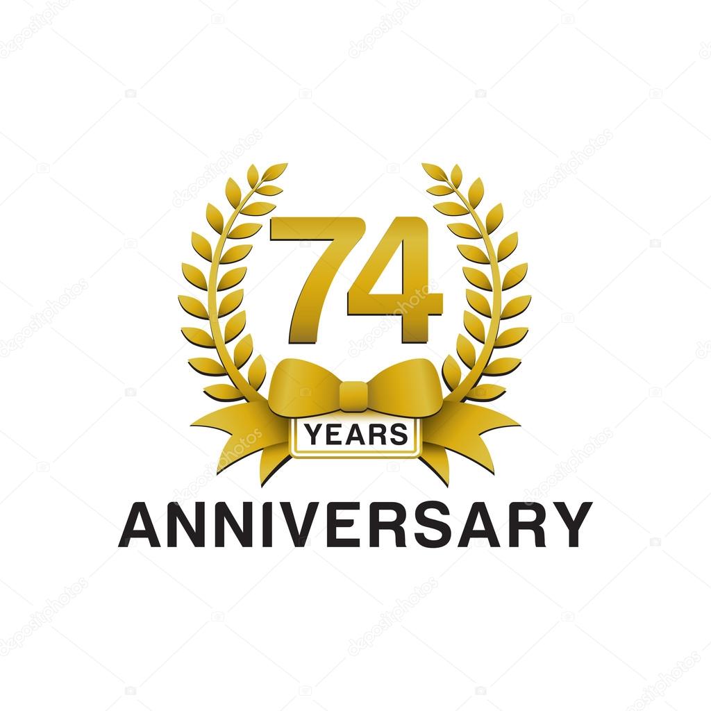 74th anniversary golden wreath logo — Stock Vector © ariefpro #86353072