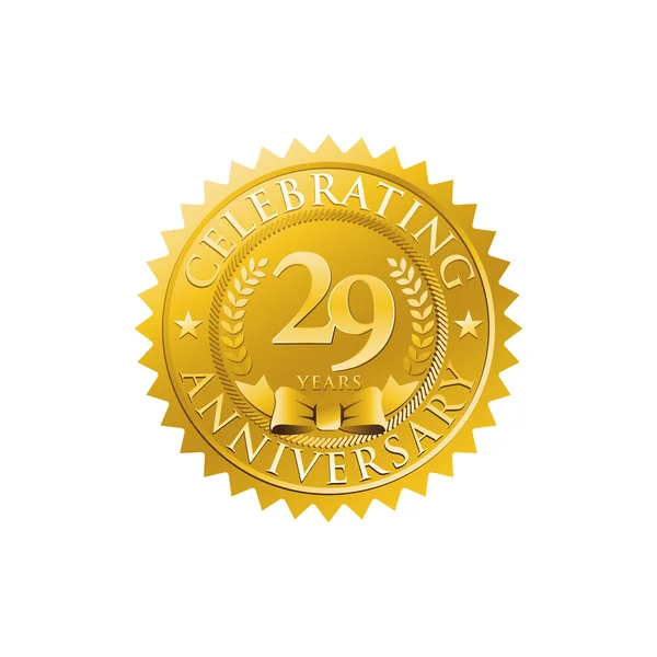 29 周年記念ゴールデン バッジ ロゴ — ストックベクタ