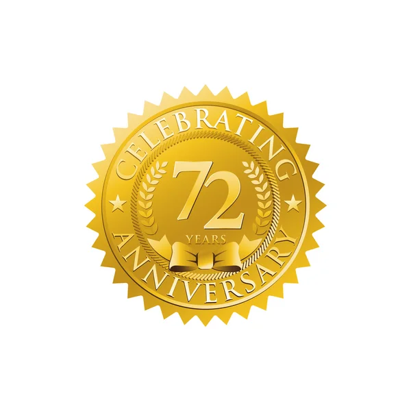 72 zlatý odznak loga výročí — Stockový vektor