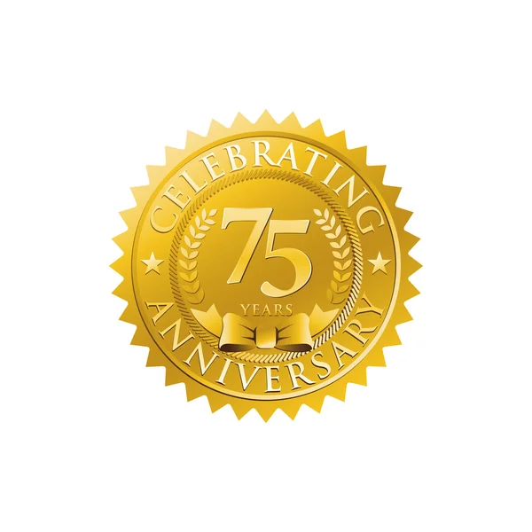 75e verjaardag gouden badge logo — Stockvector