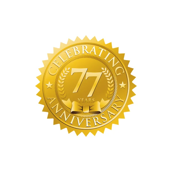 Złota Odznaka 77 urodzinowego logo — Wektor stockowy
