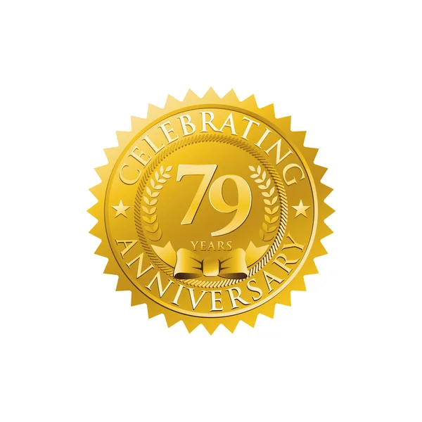 79-річчя Золотий бейдж логотип — стоковий вектор