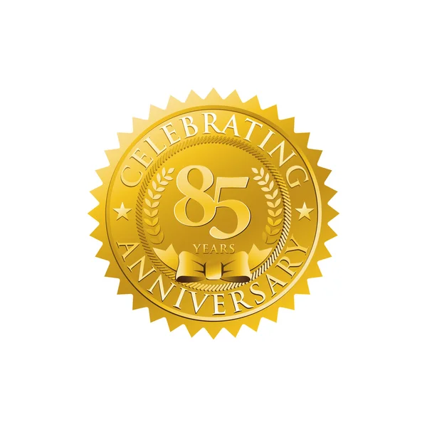 85 周年記念ゴールデン バッジ ロゴ — ストックベクタ
