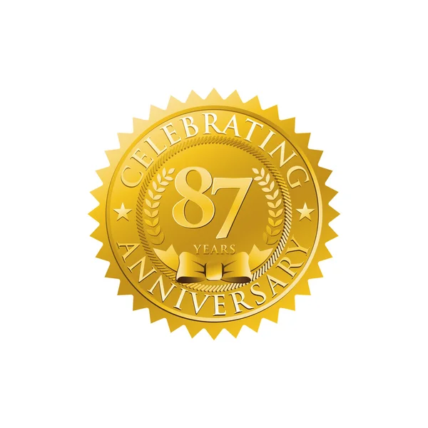 87ste verjaardag gouden badge logo — Stockvector