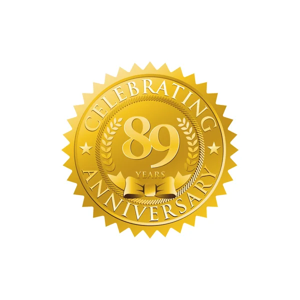 89th aniversário logotipo do emblema de ouro —  Vetores de Stock