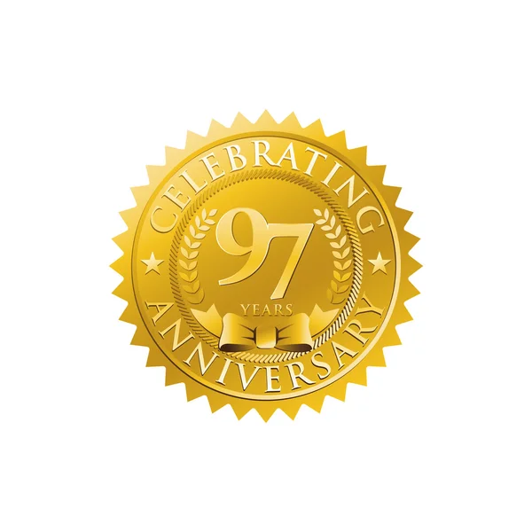 97th verjaardagslogo gouden badge — Stockvector