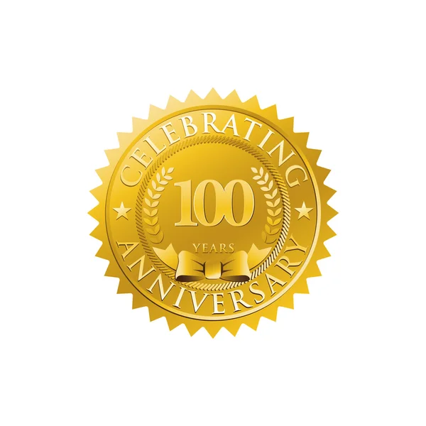 100-lecie złota odznaka logo — Wektor stockowy