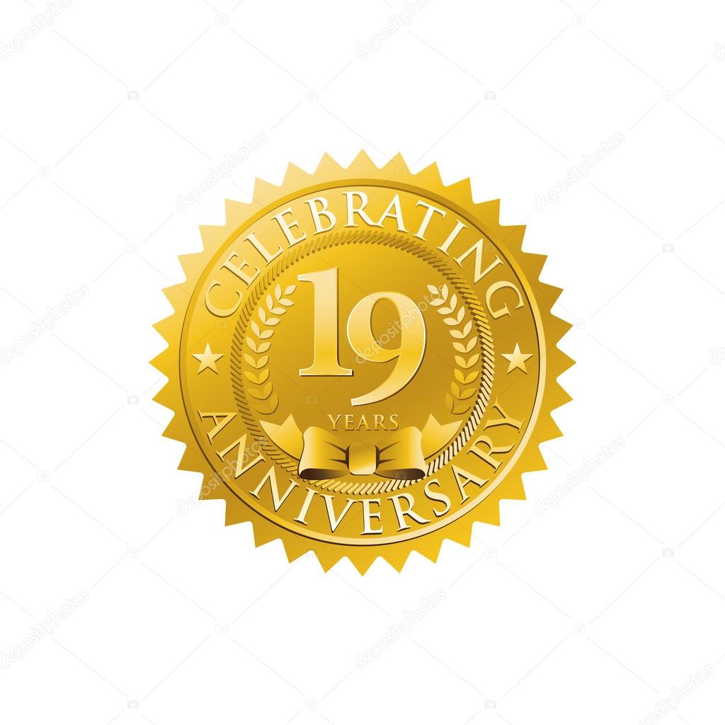 19th anniversary golden badge logo