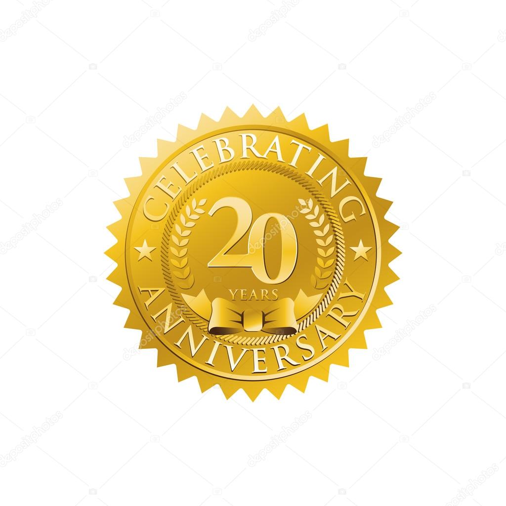 20th anniversary golden badge logo