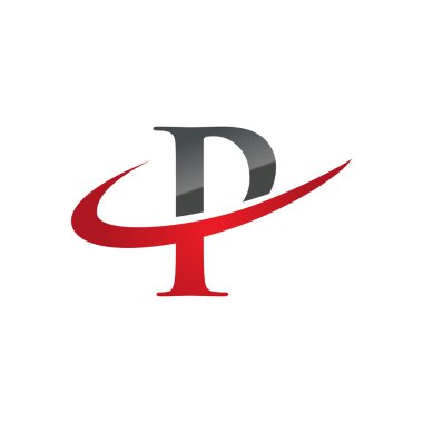 P red initial company swoosh logo clipart
