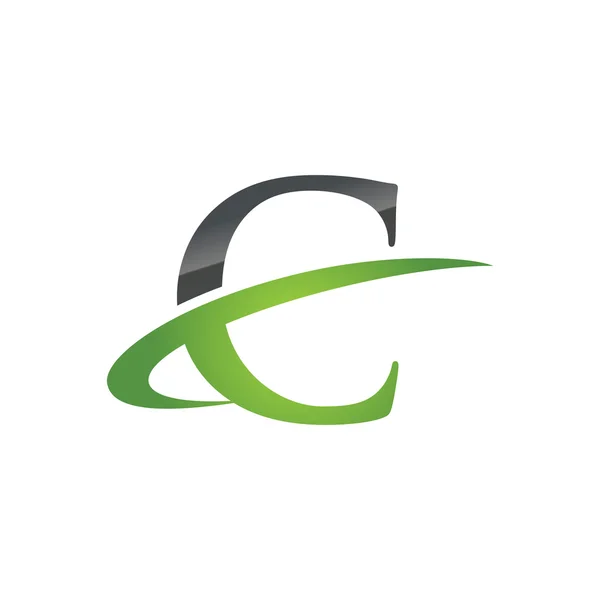 C empresa inicial verde logotipo swoosh — Vetor de Stock