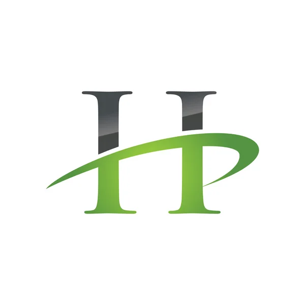 H empresa inicial verde logotipo swoosh — Vetor de Stock