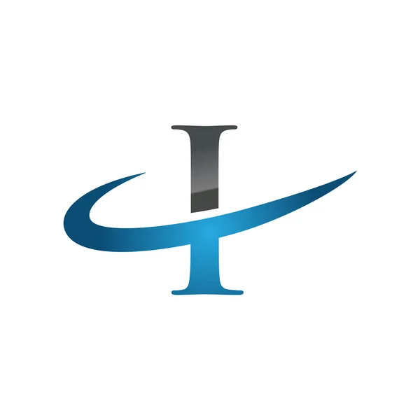 Ik eerste bedrijf blauw swoosh logo — Stockvector
