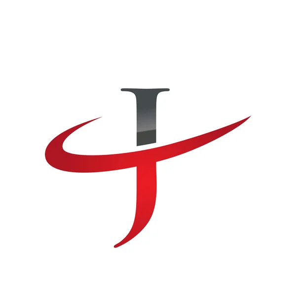 J kırmızı ilk şirket logosu swoosh — Stok Vektör