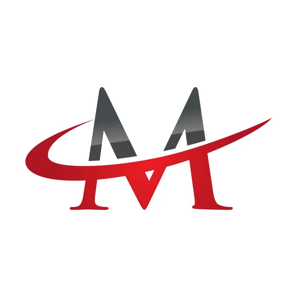 M rouge entreprise initiale logo swoosh — Image vectorielle