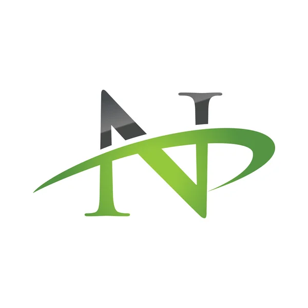 Původní společnost N zelená swoosh logo — Stockový vektor