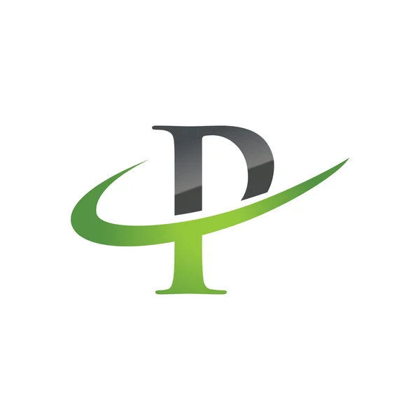 Αρχική εταιρεία P πράσινο swoosh λογότυπο — Διανυσματικό Αρχείο