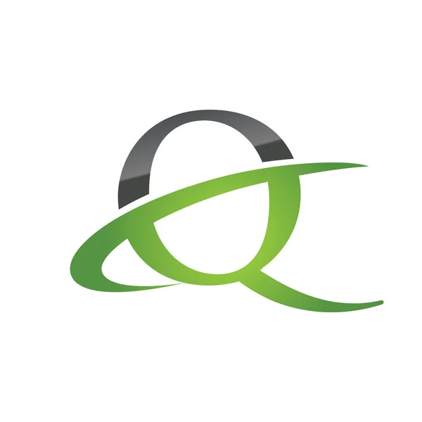 Q 緑色の初期会社スウッシュのロゴ — ストックベクタ