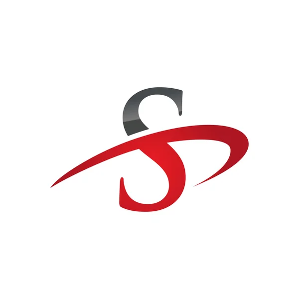 S rojo inicial empresa swoosh logo — Vector de stock