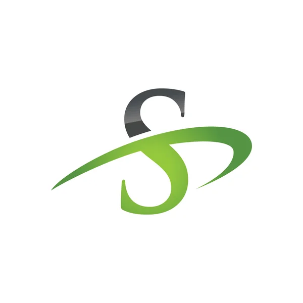 S Verde empresa inicial swoosh logo — Vector de stock