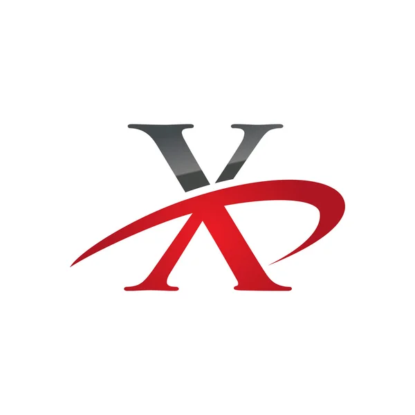 X logotipo inicial empresa swoosh vermelho —  Vetores de Stock