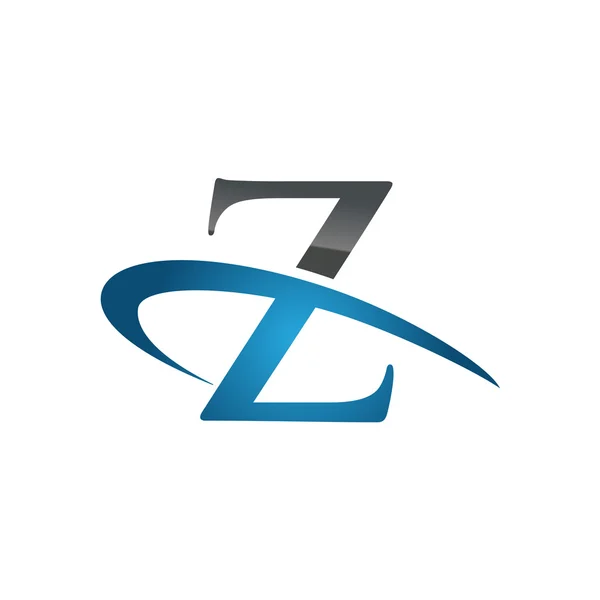 Z azul inicial empresa swoosh logo — Archivo Imágenes Vectoriales