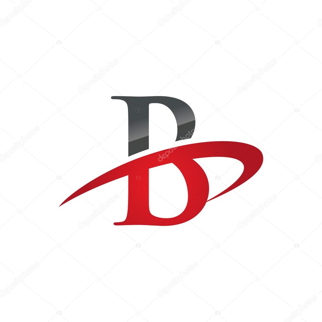 B red initial company swoosh logo