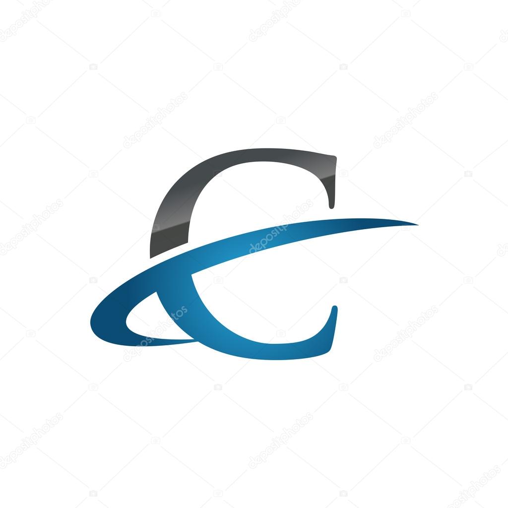 C blue initial company swoosh logo