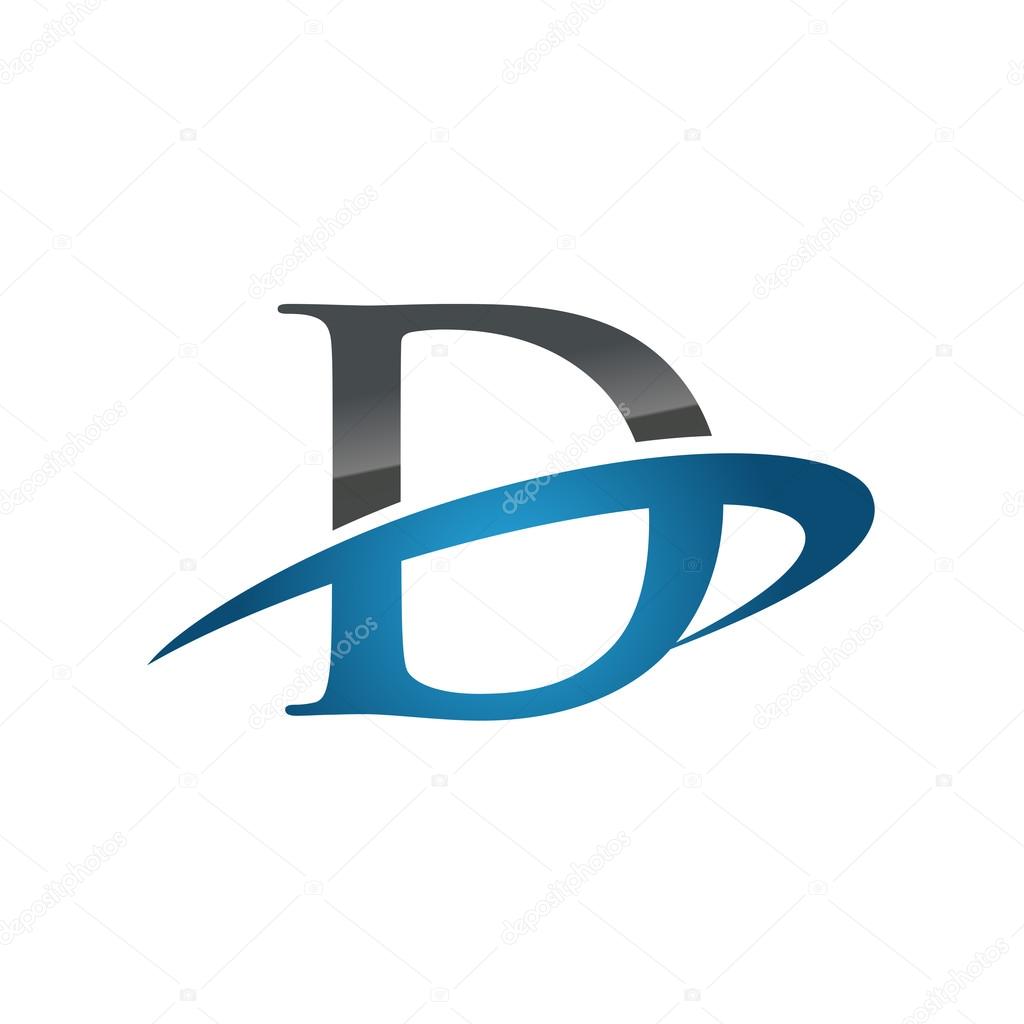 D blue initial company swoosh logo