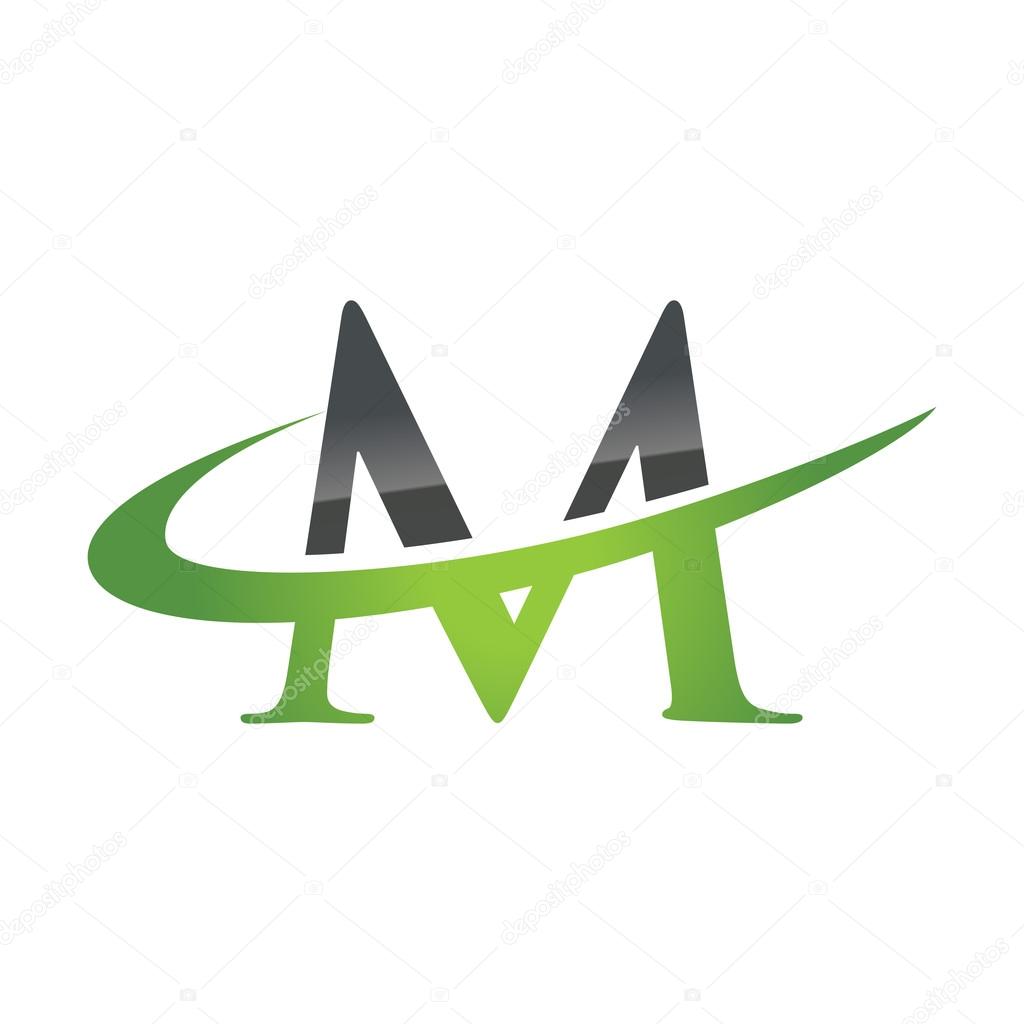 M green initial company swoosh logo