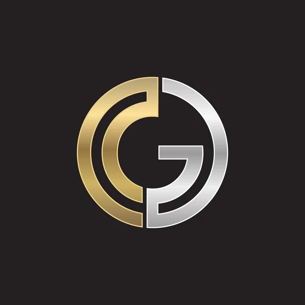 G empresa círculo inicial ou GO OG logotipo fundo preto — Vetor de Stock