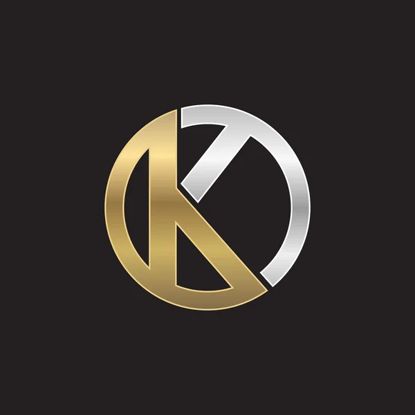 K empresa círculo inicial o KO OK logo fondo negro — Vector de stock