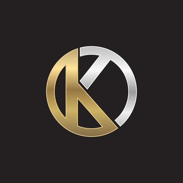 K cercle initial entreprise ou KO OK logo fond noir — Image vectorielle