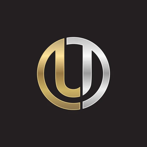 U empresa círculo inicial ou UO OU logotipo fundo preto — Vetor de Stock