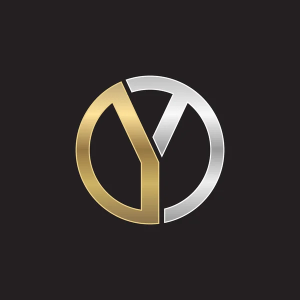 Y cercle initial entreprise ou YO OY logo fond noir — Image vectorielle