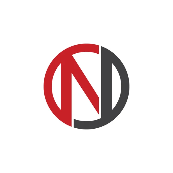 N entreprise cercle initial ou NO ON logo rouge — Image vectorielle